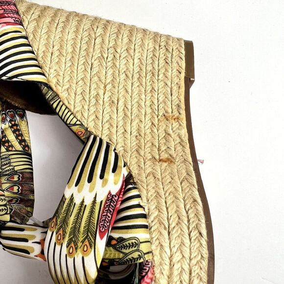 Carlos Santana Sandals Womens 7.5 Morena Wedge Espadrille Platform Jute Tropical - Picture 11 of 16